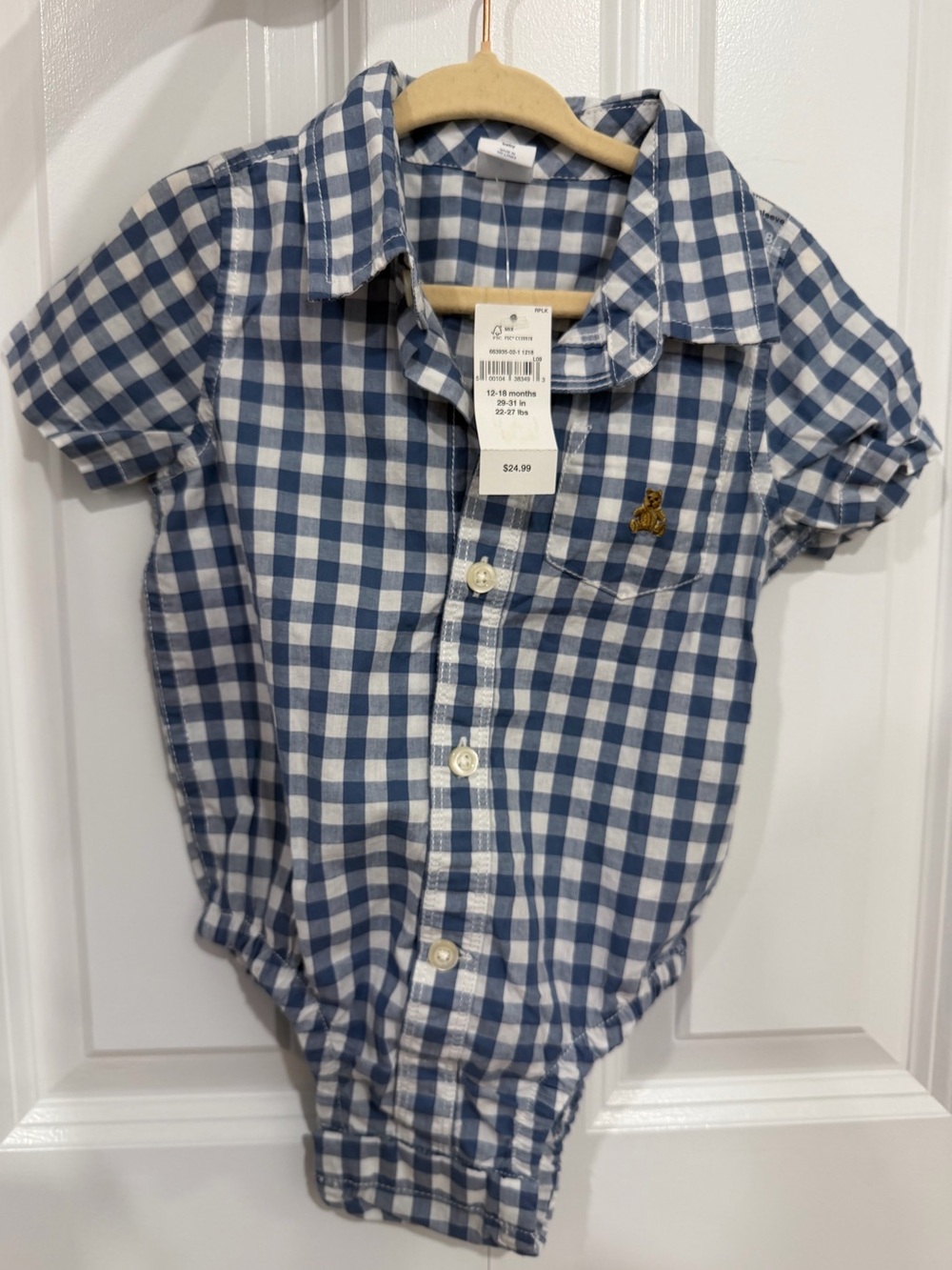 Baby Gap Blue Gingham Short-Sleeve Baby Bodysuit